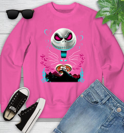NFL San Francisco 49ers Jack Skellington Sally The Nightmare Before Christmas Football Youth Sweatshirt 6