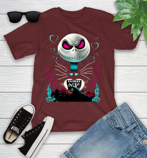 NFL Oakland Raiders Jack Skellington Sally The Nightmare Before Christmas Football Youth T-Shirt 14