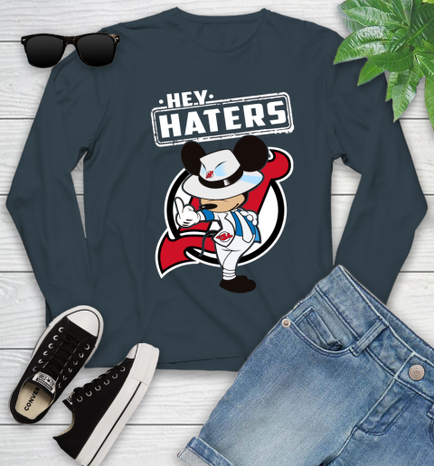 NHL Hey Haters Mickey Hockey Sports New Jersey Devils Youth Long Sleeve 9