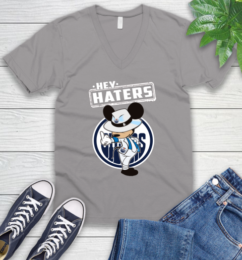 NHL Hey Haters Mickey Hockey Sports Edmonton Oilers V-Neck T-Shirt 3
