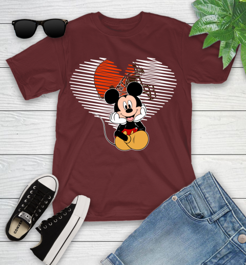 NFL Cleveland Browns The Heart Mickey Mouse Disney Football T Shirt_000 Youth T-Shirt 14