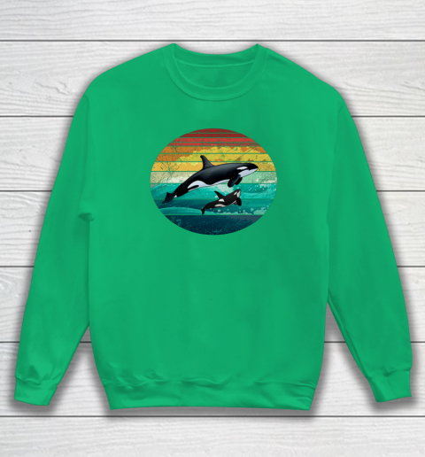 Orca Family Vintage Retro Art Killer Whale Family Sweatshirt 4