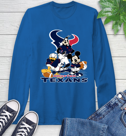 NFL Houston Texans Mickey Mouse Donald Duck Goofy Football Shirt Long Sleeve T-Shirt 10