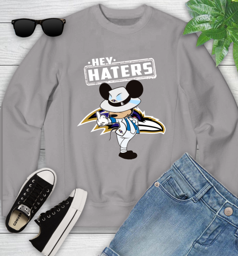 NFL Hey Haters Mickey Football Sports Baltimore Ravens Youth Sweatshirt 3