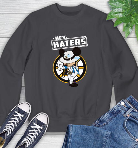 NHL Hey Haters Mickey Hockey Sports Boston Bruins Sweatshirt 6