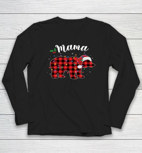 Mama Bear Buffalo Red Plaid Matching Family Christmas Pajama Long Sleeve T-Shirt