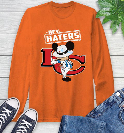 NFL Hey Haters Mickey Football Sports Kansas City Chiefs Long Sleeve T-Shirt 4