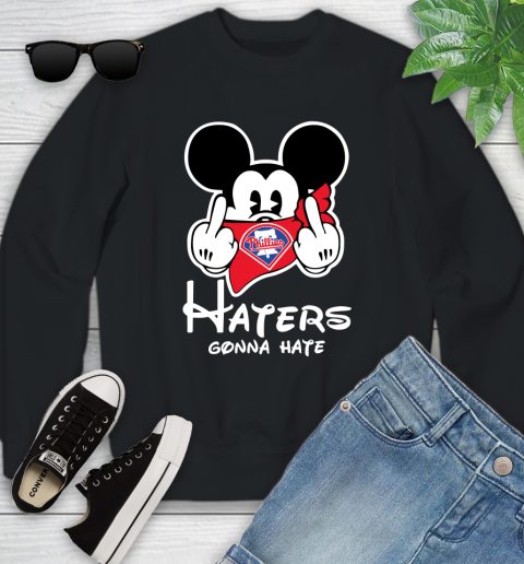MLB Philadelphia Phillies Haters Gonna Hate Mickey Mouse Disney Baseball T Shirt_000 Youth Sweatshirt