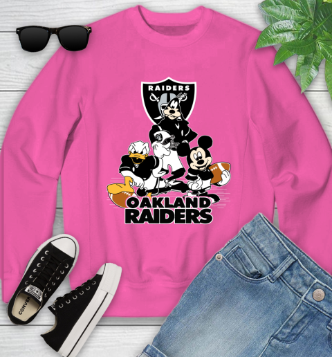 NFL Oakland Raiders Mickey Mouse Donald Duck Goofy Football Shirt Youth Sweatshirt 6