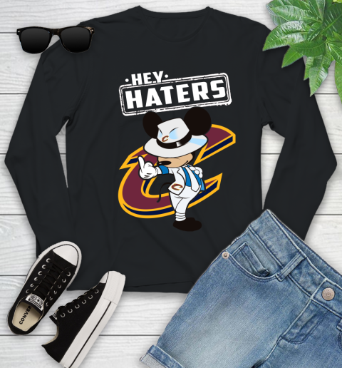 NBA Hey Haters Mickey Basketball Sports Cleveland Cavaliers Youth Long Sleeve