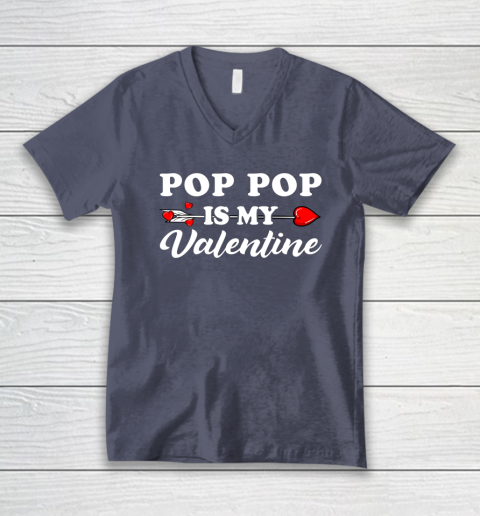 Funny Pop Pop Is My Valentine Matching Family Heart Couples V-Neck T-Shirt 12