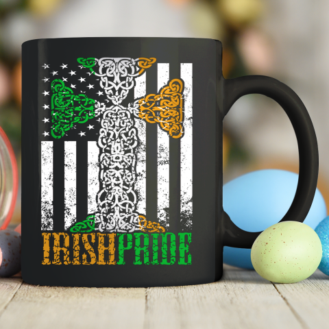 Irish Pride American Flag Celtic Cross Ceramic Mug 11oz