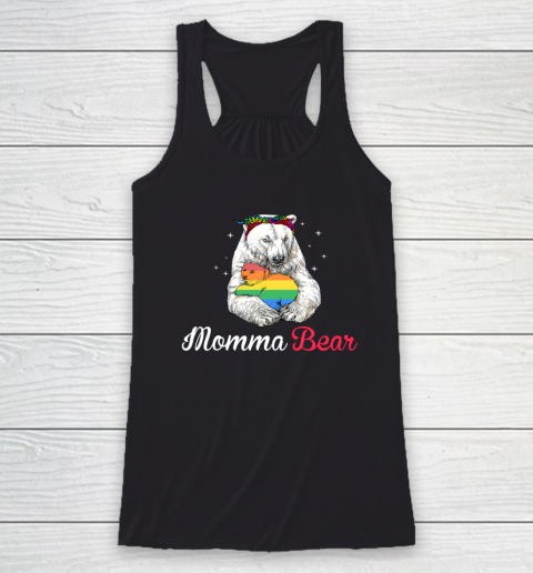 Womens LGBT Mama Momma Bear Gay Pride Proud Mom Mother's Day Racerback Tank