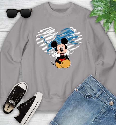 NFL Detroit Lions The Heart Mickey Mouse Disney Football T Shirt_000 Youth Sweatshirt 3