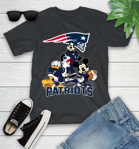 NFL New England Patriots Mickey Mouse Donald Duck Goofy Football Shirt Youth T-Shirt