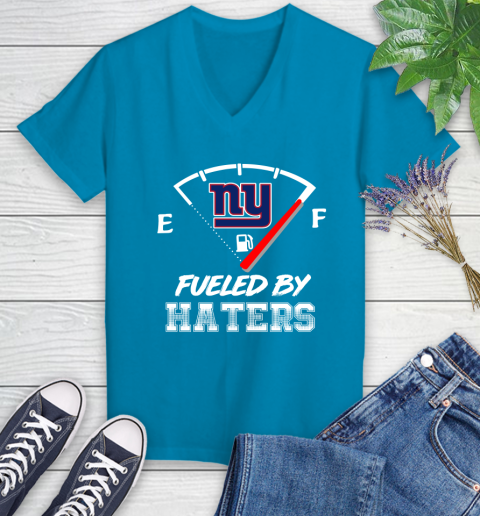 New York Giants NFL Football Fueled By Haters Sports Women's V-Neck T-Shirt - Image 8