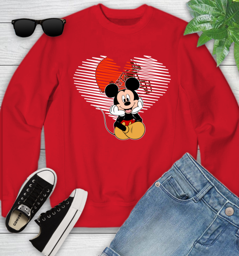 NFL Cleveland Browns The Heart Mickey Mouse Disney Football T Shirt_000 Youth Sweatshirt 8