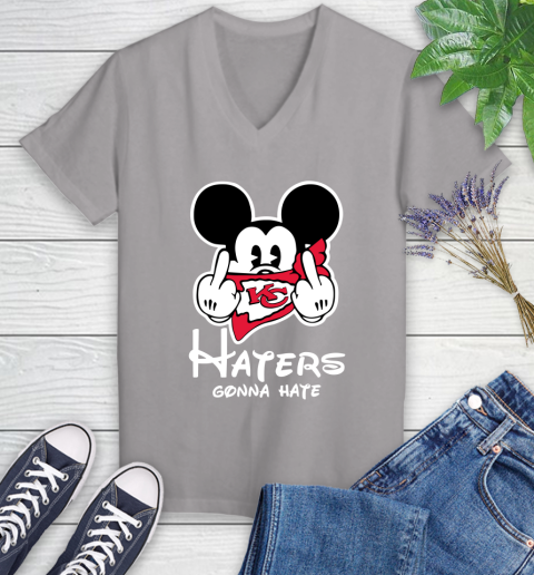 NFL Kansas City Chiefs Haters Gonna Hate Mickey Mouse Disney Football T Shirt_000 Women's V-Neck T-Shirt 4