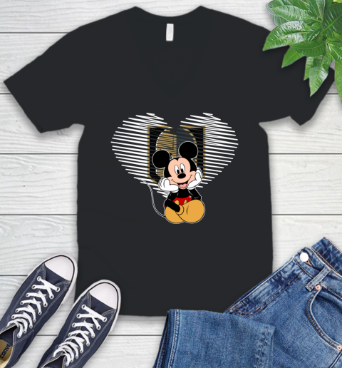 NHL Vegas Golden Knights The Heart Mickey Mouse Disney Hockey V-Neck T-Shirt