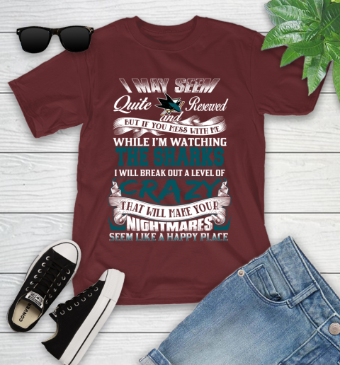 San Jose Sharks NHL Hockey Don't Mess With Me While I'm Watching My Team Youth T-Shirt 14