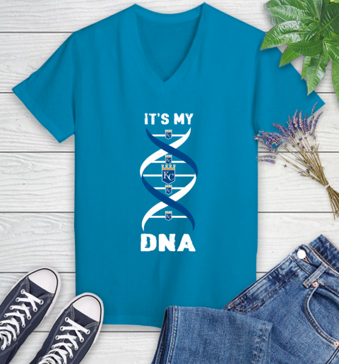 Kansas City Royals MLB Baseball It's My DNA Sports Women's V-Neck T-Shirt 8 Kansas City Royals MLB Baseball It's My DNA Sports Women's V-Neck T-Shirt - Image 8