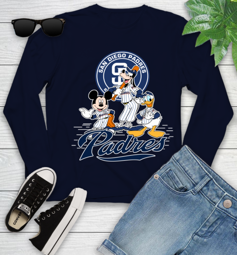MLB San Diego Padres Mickey Mouse Donald Duck Goofy Baseball T Shirt Youth Long Sleeve 2