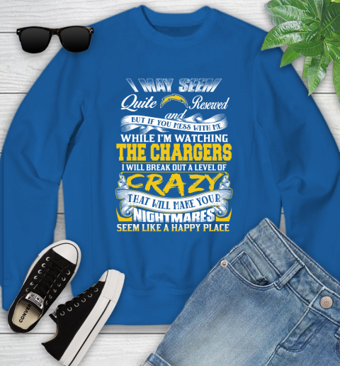 Los Angeles Chargers NFL Football Don't Mess With Me While I'm Watching My Team Youth Sweatshirt 7