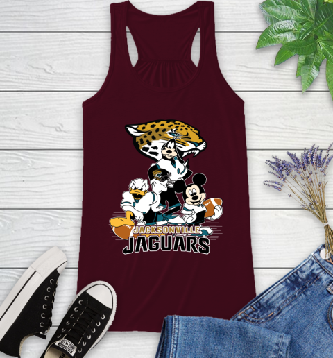 NFL Jacksonville Jaguars Mickey Mouse Donald Duck Goofy Football Shirt Racerback Tank 2