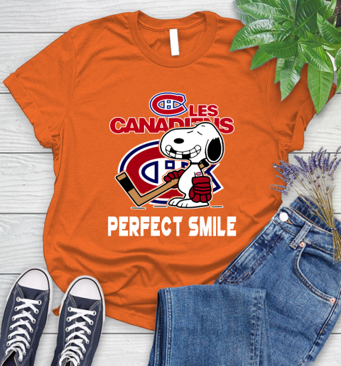 NHL Montreal Canadiens Snoopy Perfect Smile The Peanuts Movie Hockey T Shirt Women's T-Shirt 3
