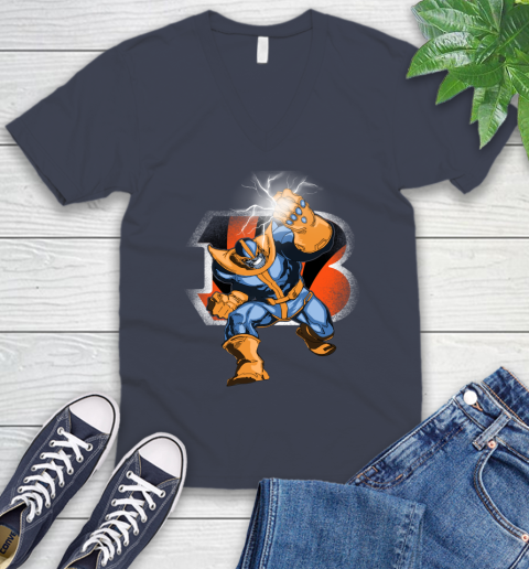 Cincinnati Bengals NFL Football Thanos Avengers Infinity War Marvel V-Neck T-Shirt 8