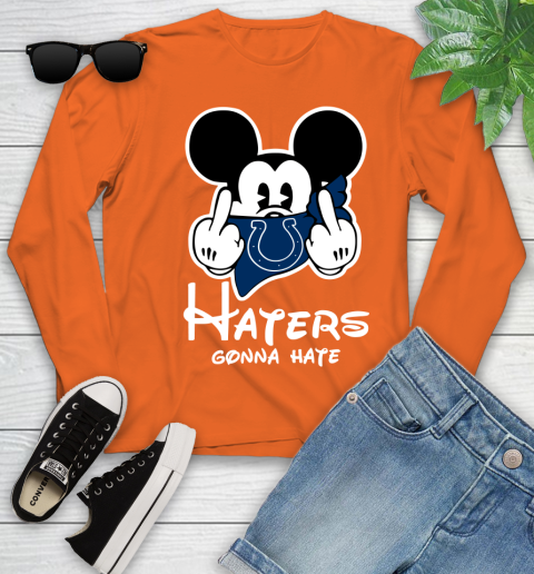 NFL Indianapolis Colts Haters Gonna Hate Mickey Mouse Disney Football T Shirt Youth Long Sleeve 3