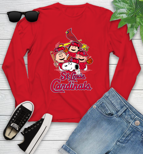 MLB St.Louis Cardinals Snoopy Charlie Brown Woodstock The Peanuts Movie Baseball T Shirt_000 Youth Long Sleeve 11