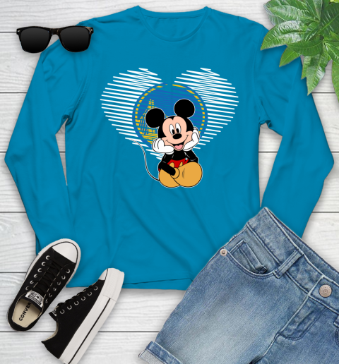 NBA Golden State Warriors The Heart Mickey Mouse Disney Basketball Youth Long Sleeve 8