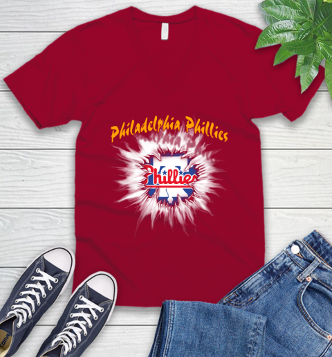 Philadelphia Phillies MLB Baseball Adoring Fan Rip Sports V-Neck T-Shirt 7