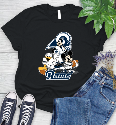 NFL Los Angeles Rams Mickey Mouse Donald Duck Goofy Football Shirt Women's T-Shirt