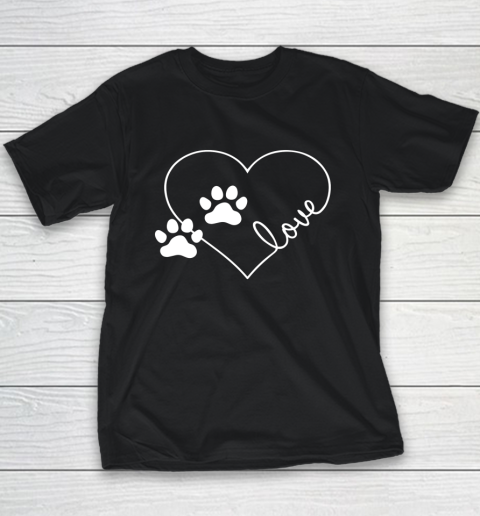 Cute Love Hearts Valentine Day Paw Print Dog Owner Dog Lover Youth T-Shirt 9