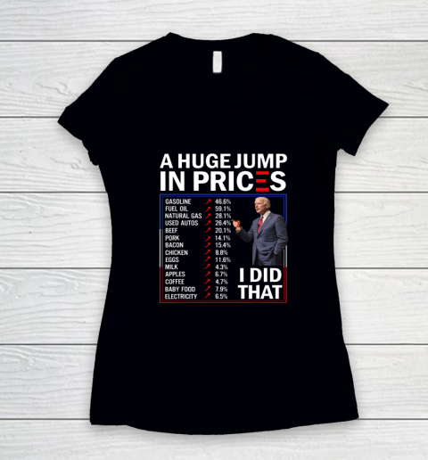 Funny A Huge Jump In Prices I Did That Anti Joe Biden Meme Women's V-Neck T-Shirt