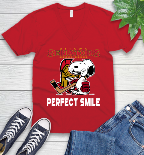 NHL New York Rangers Snoopy Perfect Smile The Peanuts Movie Hockey T Shirt V-Neck T-Shirt 6