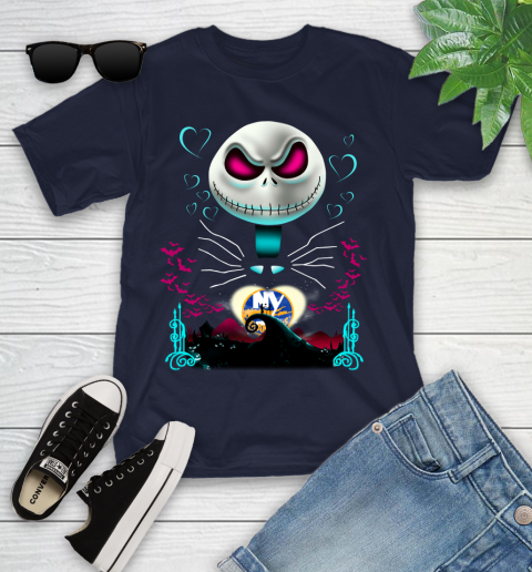 NHL New York Islanders Jack Skellington Sally The Nightmare Before Christmas Hockey Youth T-Shirt 2