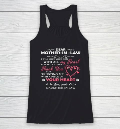 Dear Mother In Law I Will Love Your Son With All My Heart Racerback Tank