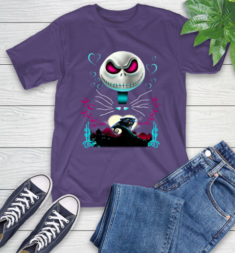 NFL Carolina Panthers Jack Skellington Sally The Nightmare Before Christmas Football T-Shirt 5