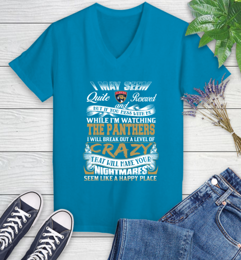 Florida Panthers NHL Hockey Don't Mess With Me While I'm Watching My Team Women's V-Neck T-Shirt 7