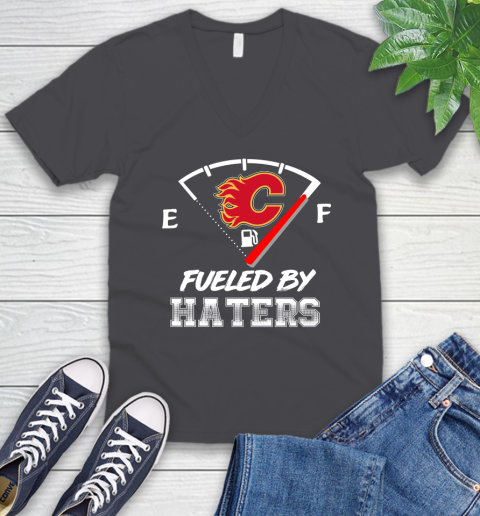 Calgary Flames NHL Hockey Fueled By Haters Sports V-Neck T-Shirt 4