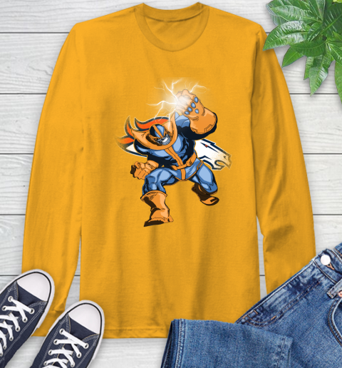Denver Broncos NFL Football Thanos Avengers Infinity War Marvel Long Sleeve T-Shirt 2