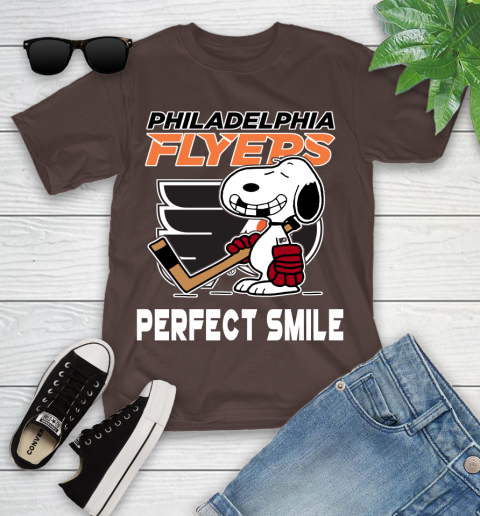 NHL Philadelphia Flyers Snoopy Perfect Smile The Peanuts Movie Hockey T Shirt Youth T-Shirt 7