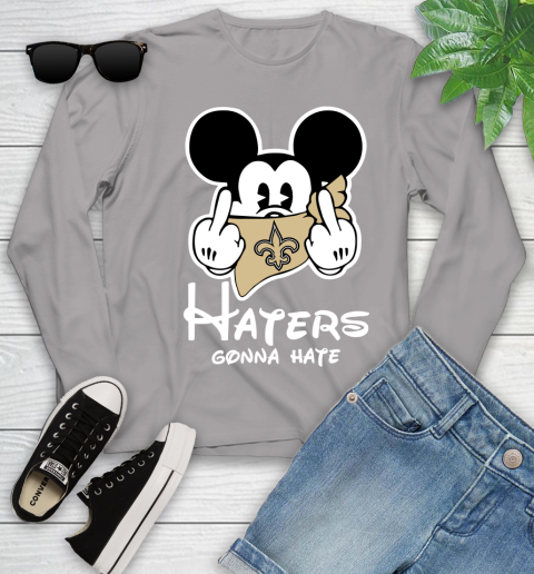NFL New Orleans Saints Haters Gonna Hate Mickey Mouse Disney Football T Shirt Youth Long Sleeve 5