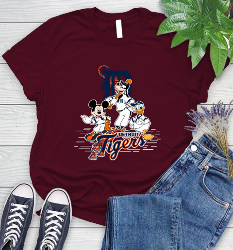 MLB Detroit Tigers Mickey Mouse Donald Duck Goofy Baseball T Shirt Women's T-Shirt 7