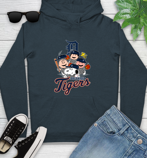 MLB Detroit Tigers Snoopy Charlie Brown Woodstock The Peanuts Movie Baseball T Shirt Youth Hoodie 10
