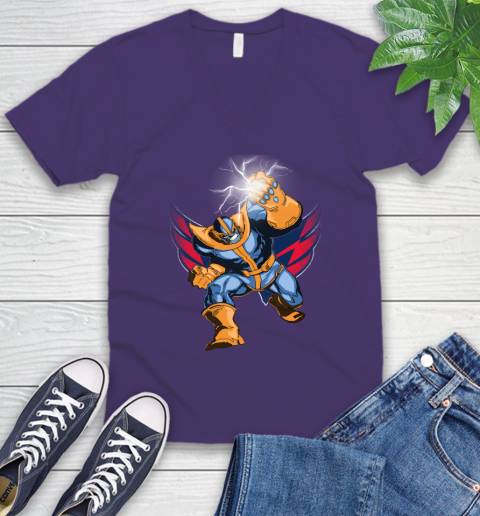 Washington Capitals NHL Hockey Thanos Avengers Infinity War Marvel V-Neck T-Shirt 9