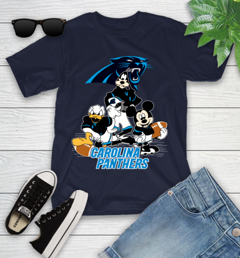 NFL Carolina Panthers Mickey Mouse Donald Duck Goofy Football Shirt Youth T-Shirt 2